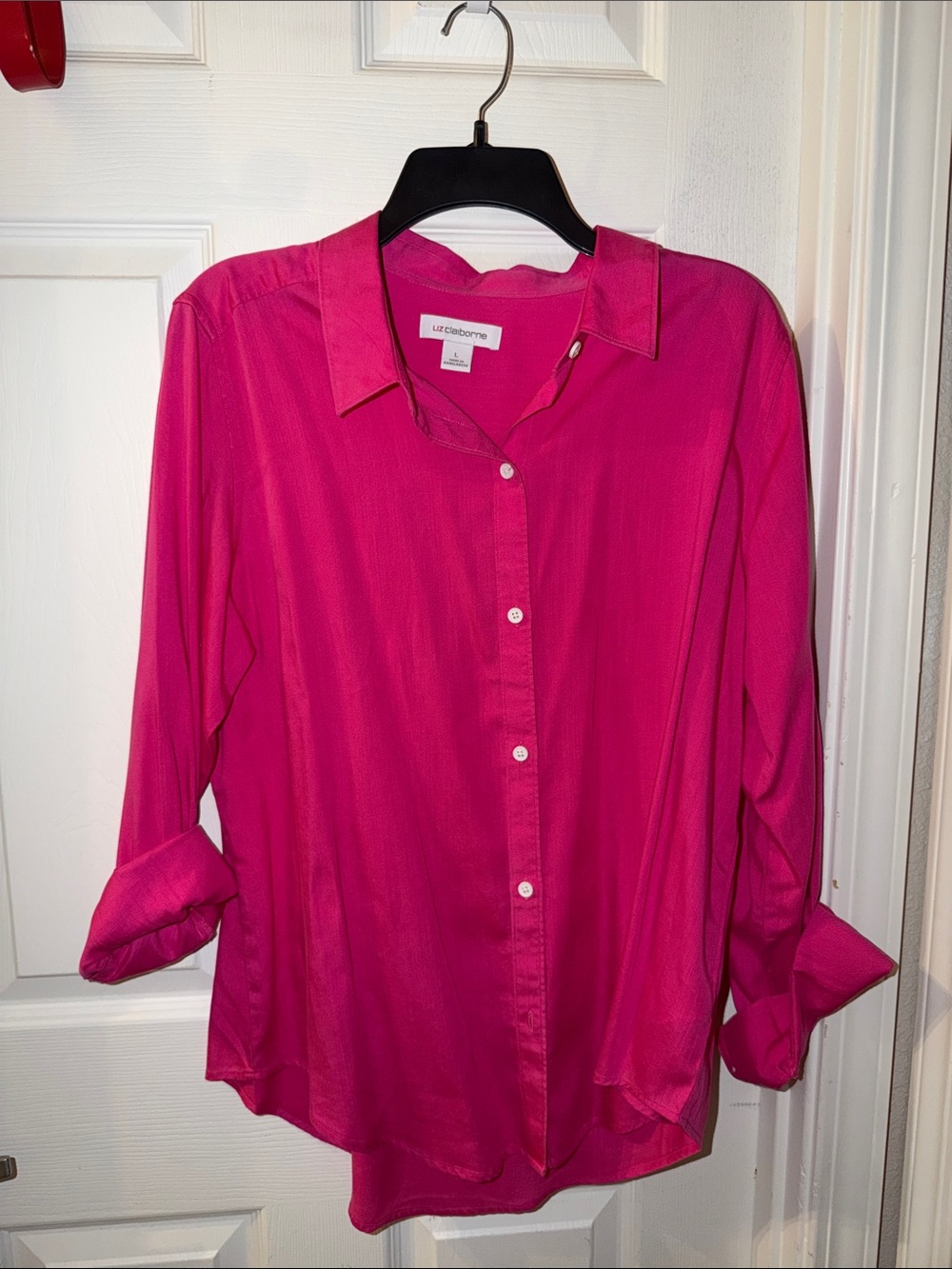Liz Claiborne Hot Pink Button-Down Blouse